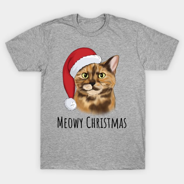 Tortie Santa Cat T-Shirt by caitlinshea24